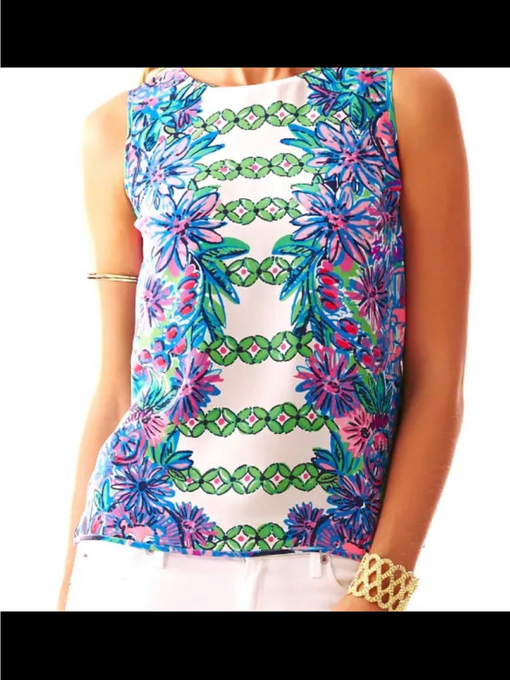 Lilly Pulitzer Iona Silk Tank Top Silk Small